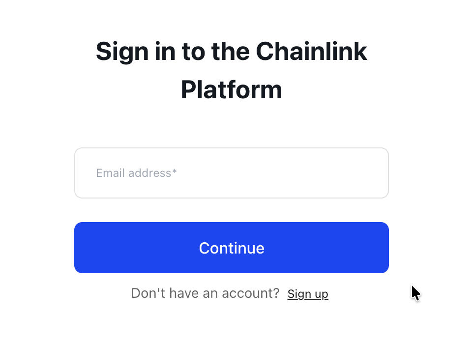 Chainlink Platform sign-up page